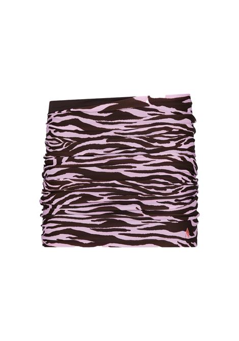 Gonna midi a matita con stampa animalier in marrone e rosa - donna